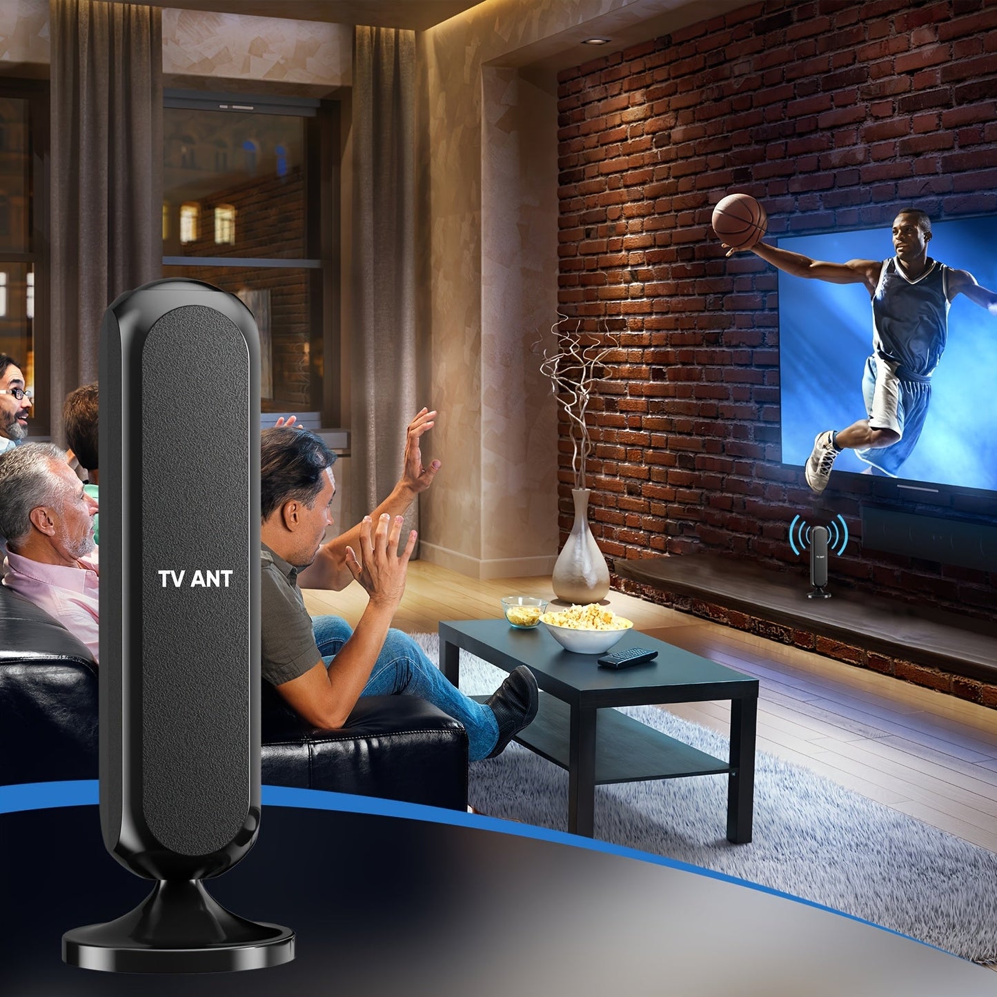 Indoor TV Antenna 200 Mile Range – 4K 1080P HD Signal Amplifier, 360° Reception, 16ft Cable, Free Local Channels, No Monthly Fee, Compatible with All TVs