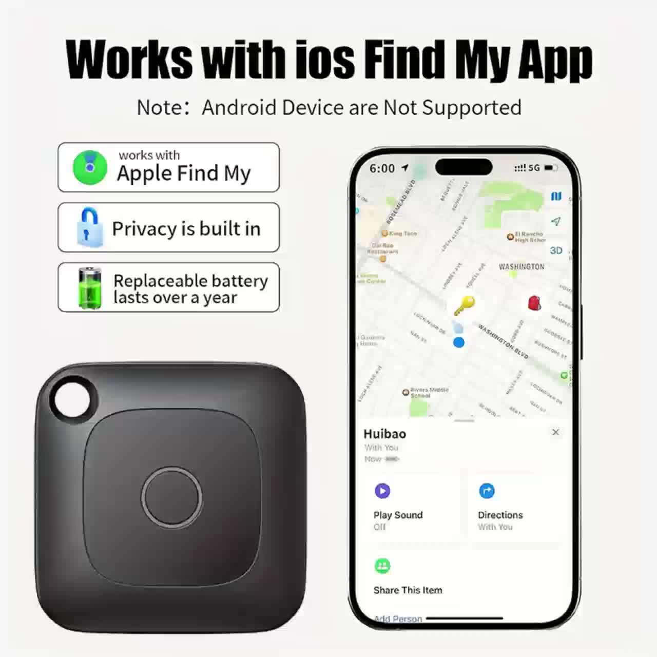 Portable Real-Time GPS Tracker Global Coverage Location Tracking Device for Cats Dogs Keys Wallets Luggage Anti-Loss Finder Android & Universal Single or 4-Pack