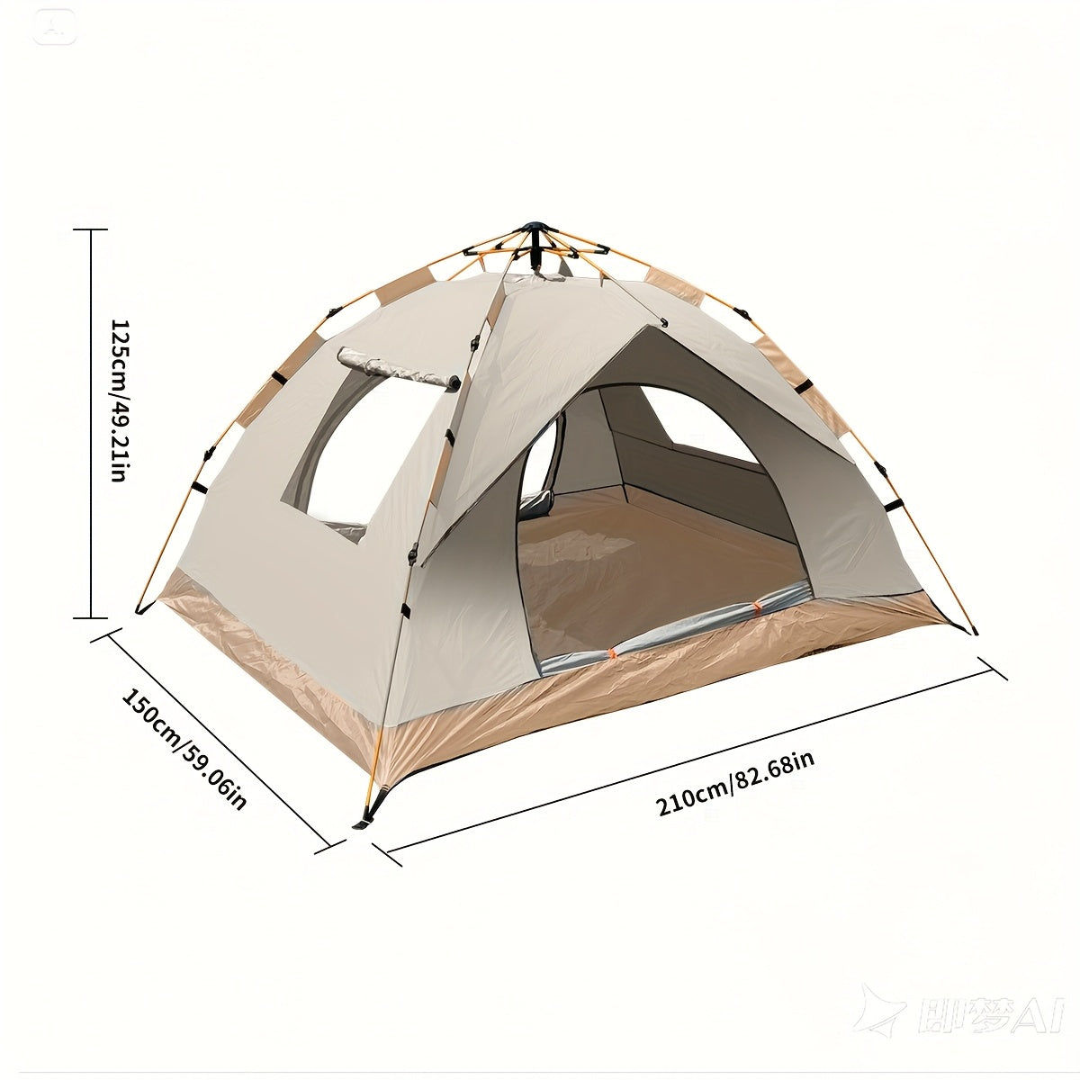 Pop Up Camping Tent Automatic Quick Open Waterproof Sunproof 2-3 Person Portable Outdoor Beach Tent for Hiking Picnic Music Festival Independence Day – All-Season Square Camp Tent with 2 Doors (Moonlight White)