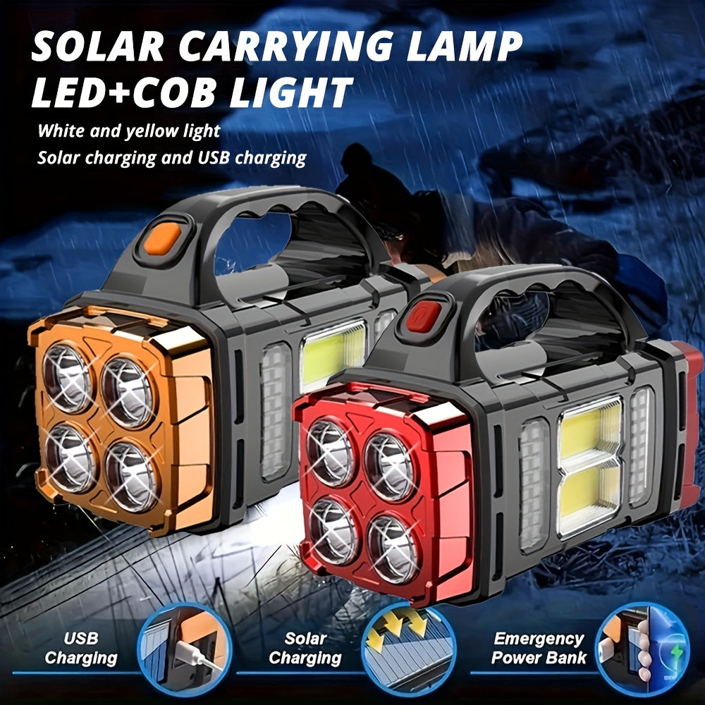 Solar LED Flashlight 2-Pack – High Lumen Rechargeable Handheld Spotlight with USB & Type-C Charging, Waterproof Outdoor Searchlight for Camping, Hiking, Hunting, Emergency & Everyday Use