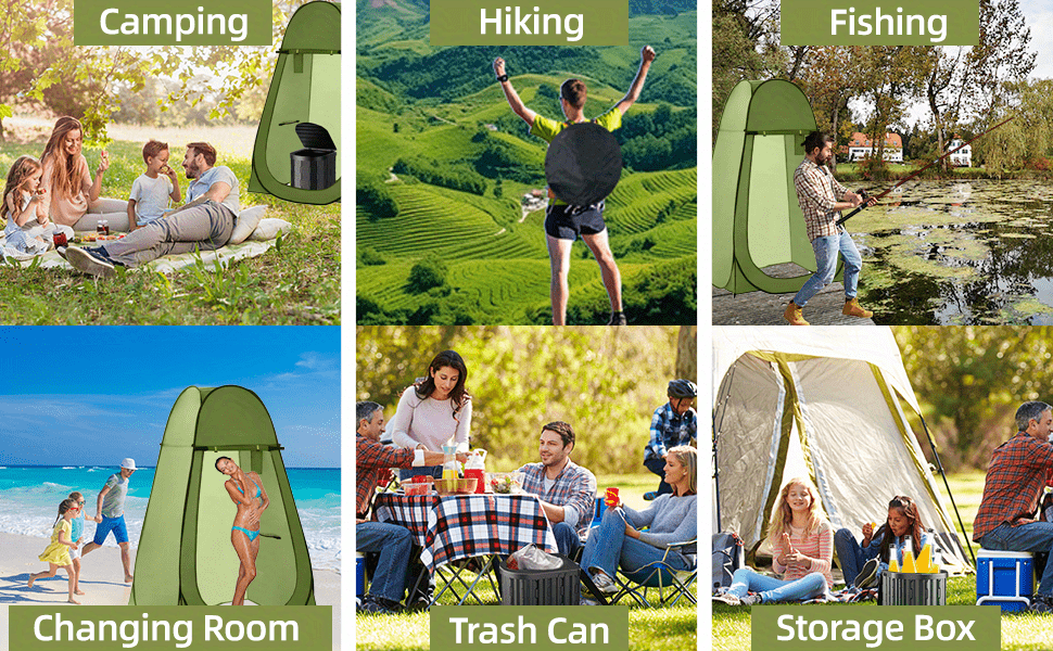 Portable Camping Toilet & Privacy Tent – Pop Up Potty Tent for Adults with 12 Toilet Bags, Ground Stakes, Windproof Ropes & Moisture Mat, Foldable Outdoor Toilet for Camping Travel Hiking