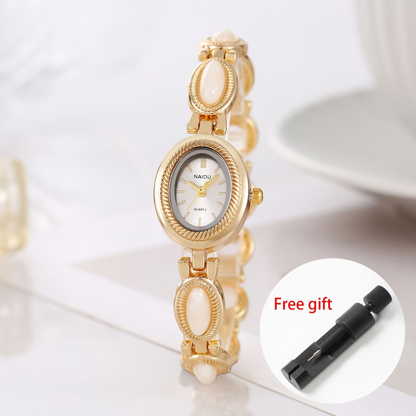 Retro Light Luxury Bracelet Watch for Women – French Temperament Vintage Quartz Bangle Wristwatch with Watch Band Adjust Tool, Elegant Ladies Watch Gift in Turquoise Yellow Pink White Green