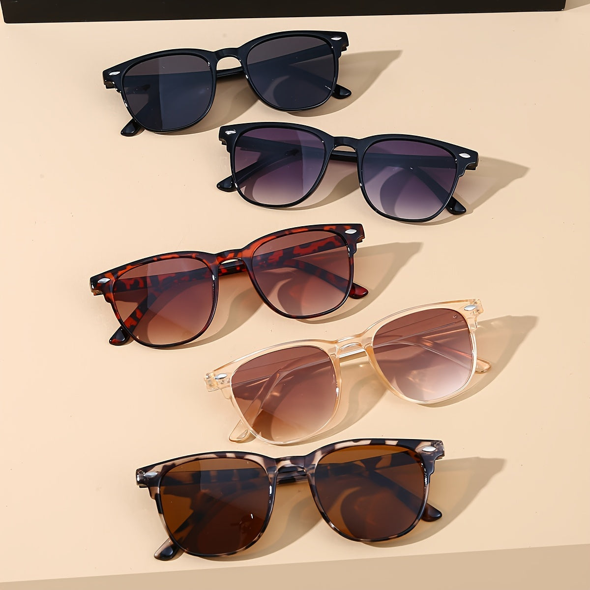 Polarized Round Sunglasses 5 Pack – Unisex UV Protection Polycarbonate Lens Lightweight Frame, Retro Circle Glasses for Women & Men, Fashion Eyewear Bulk Set