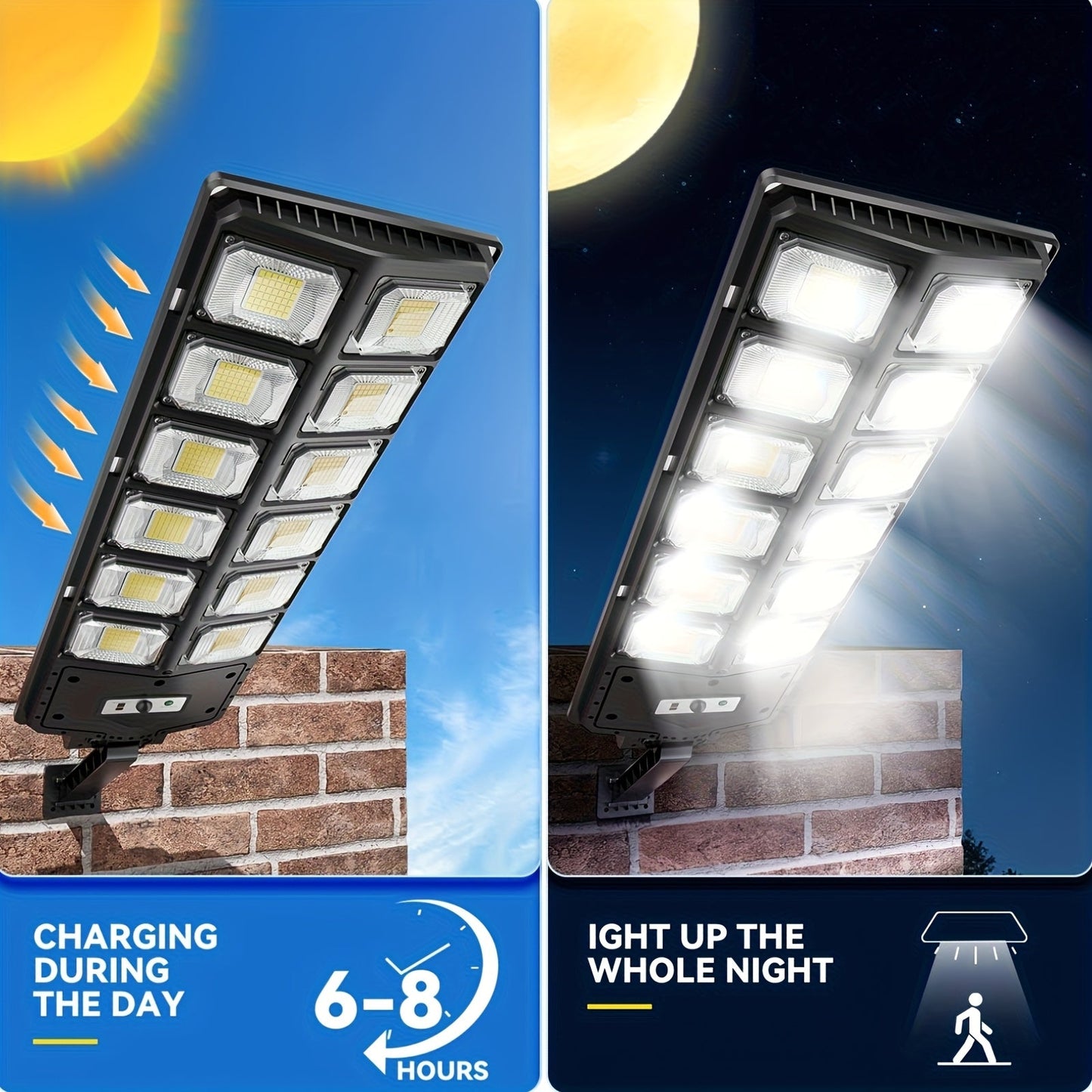 Solar Street Lights Outdoor 504 LED IP44 Waterproof Dusk to Dawn Auto On/Off Solar Floodlight for Yard Driveway Parking Lot Garden Deck – Bright Solar Powered Security Area Light