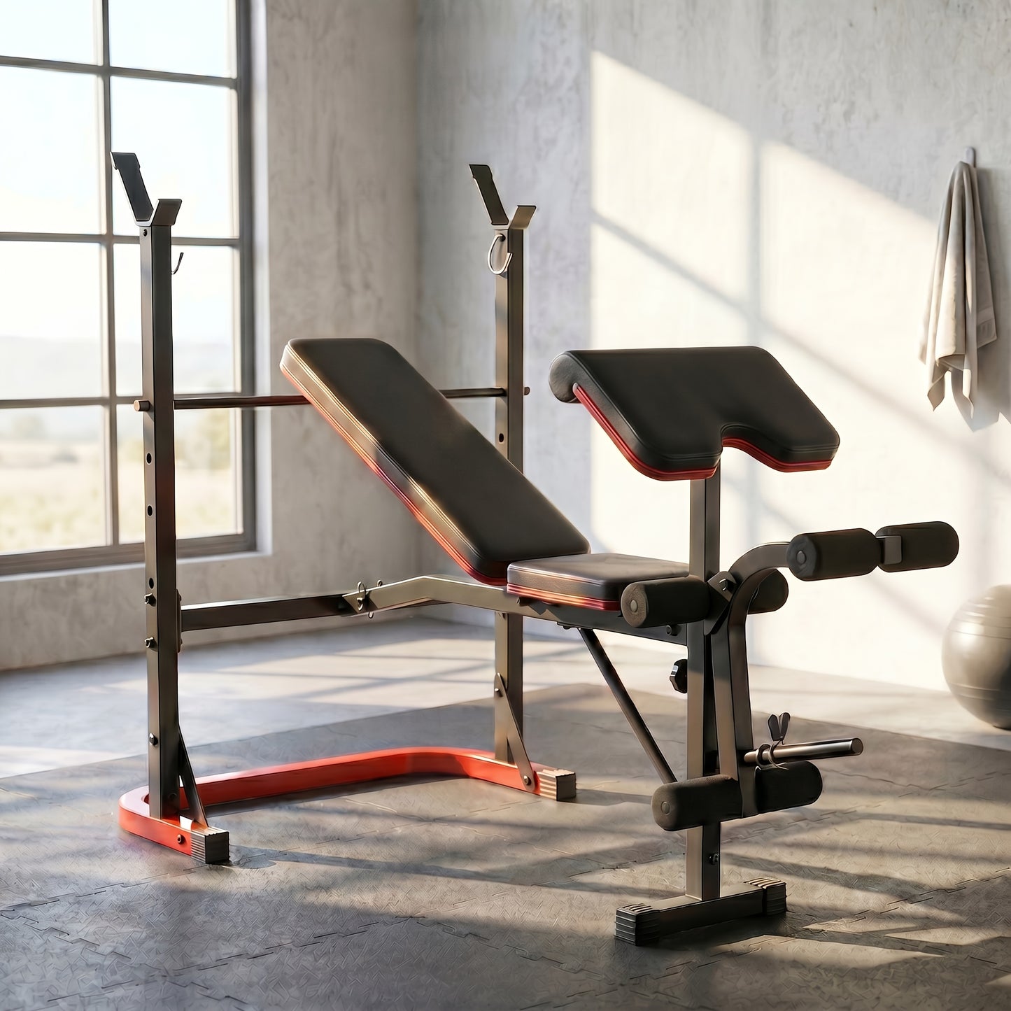Adjustable Weight Bench Press Set with Squat Rack β 1200LBS Foldable Home Gym Equipment, Full Body Workout Station with Leg Developer & Preacher Curl Pad for Strength Training