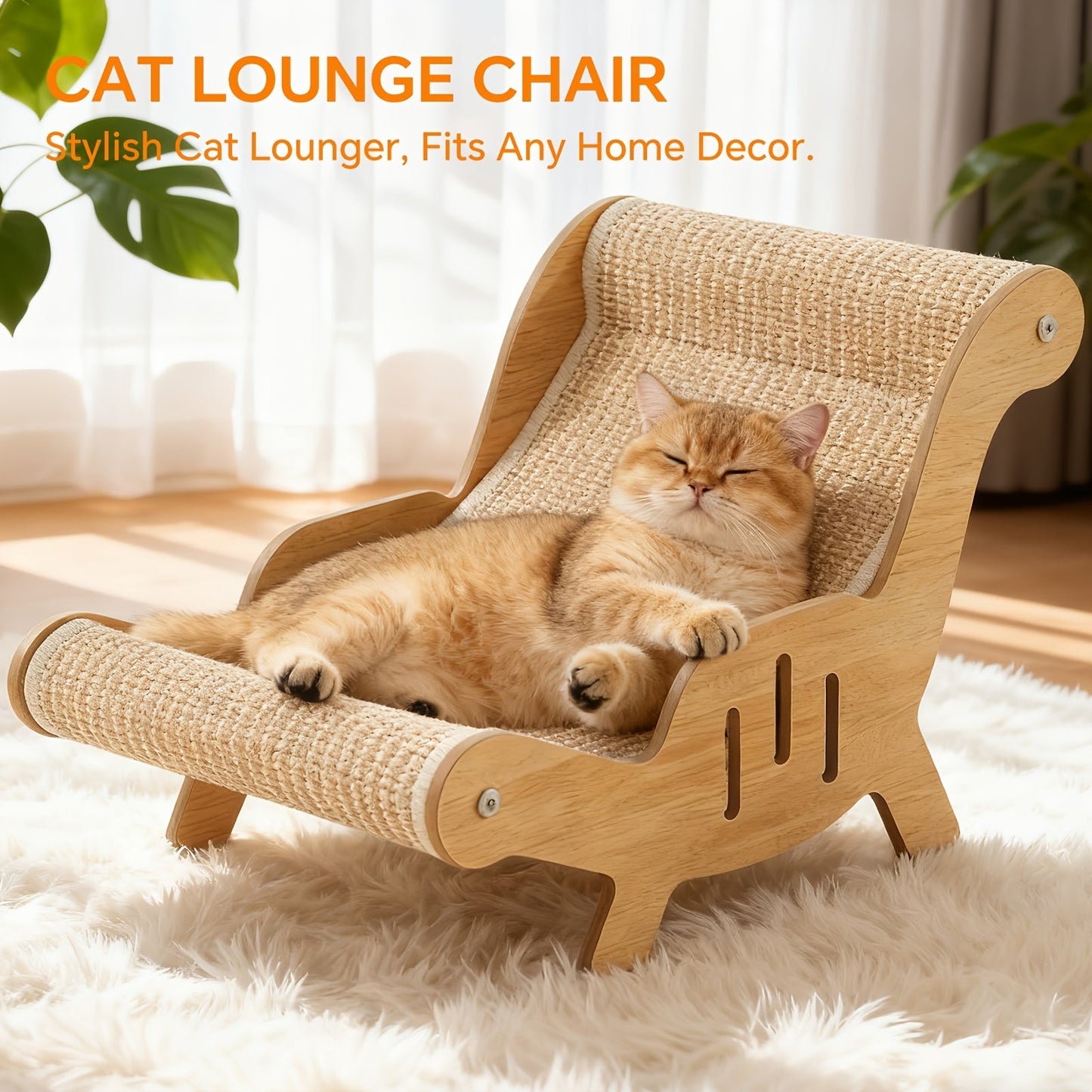 Sisal Rope Cat Scratching Chair Sofa – Sturdy Freestanding Scratcher with Large Rest Area, Scratch-Resistant Lounge Furniture for Indoor Cats, Durable Cat Couch Toy & Nap Spot
