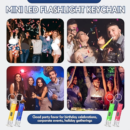 150PCS Mini LED Flashlight Keychains Bulk – Assorted Colors Portable Handheld Key Ring Lights for Halloween, Camping, Hiking, Cycling & Party Favors