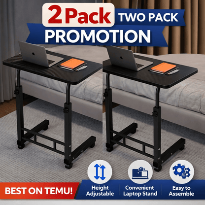 Mobile Lift Table Adjustable Height Rolling Laptop Desk Bedside Sofa Side Table for Bedroom Home Office