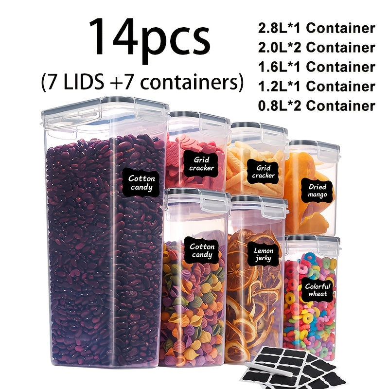 Airtight Food Storage Containers with Lids BPA Free – Flip-Top Locking Seal Plastic Pantry Organizer Jars for Rice, Cereal, Pasta, Flour & Sugar, Stackable, Sets of 6 to 84 Pieces