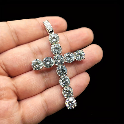 925 Sterling Silver Platinum-Plated Cross Pendant Necklace for Men – Hypoallergenic Hip Hop Luxury Style, Perfect Gift for Him, Banquets, Parties & Special Occasions