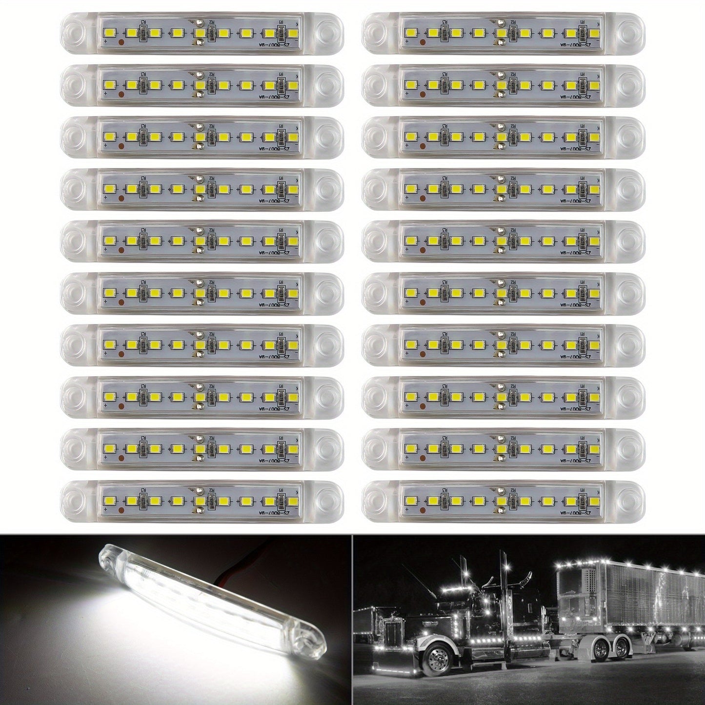 12V 9-LED Side Marker Lights 20-Pack Universal Indicator Clearance Lamp Bar for Truck Car Trailer SUV – White Red Amber Blue Green – Bright LED Side Marker Light Kit