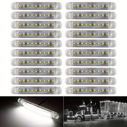 12V 9-LED Side Marker Lights 20-Pack Universal Indicator Clearance Lamp Bar for Truck Car Trailer SUV – White Red Amber Blue Green – Bright LED Side Marker Light Kit