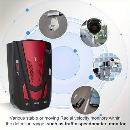 16-Band Car Radar & GPS Detector – 360° LIDAR & Anti-Speed Camera Detection, Voice Alarm, Real-Time Threat Alerts for Safer Driving