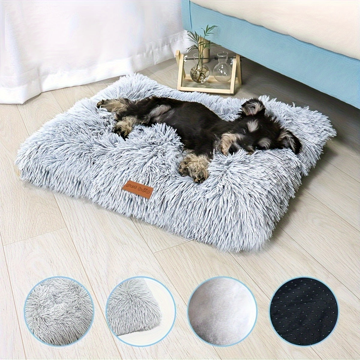 Extra Large Plush Dog Bed & Cat Pad – Thick Warm Polyester Fiber Pet Cushion with Removable Washable Cover, Comfortable Calming Pet Furniture for All Dog Breeds & Cats, Durable Pet Bedding