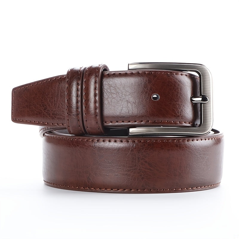 2-Pack Men's Genuine Leather Belt Set with Automatic Ratchet Buckle – Adjustable Fit 32"-44", Black & Brown, Business & Casual Dress Belt for Men