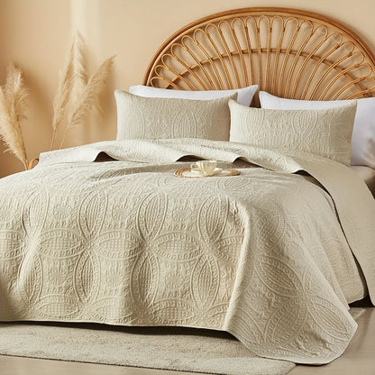 Cooling Summer Quilt Set 2-3 Piece Lightweight Breathable Microfiber Bedspread – Modern Coin Pattern Coverlet Twin Queen King, All Season, Multiple Colors, Holiday Gift for Family