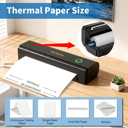 Portable Inkless Thermal Printer A4 with Paper Tray Wireless Mobile Printer Supports 8.5x11 Letter A4 Paper Compatible with iPhone Android Laptop Home Office School Travel
