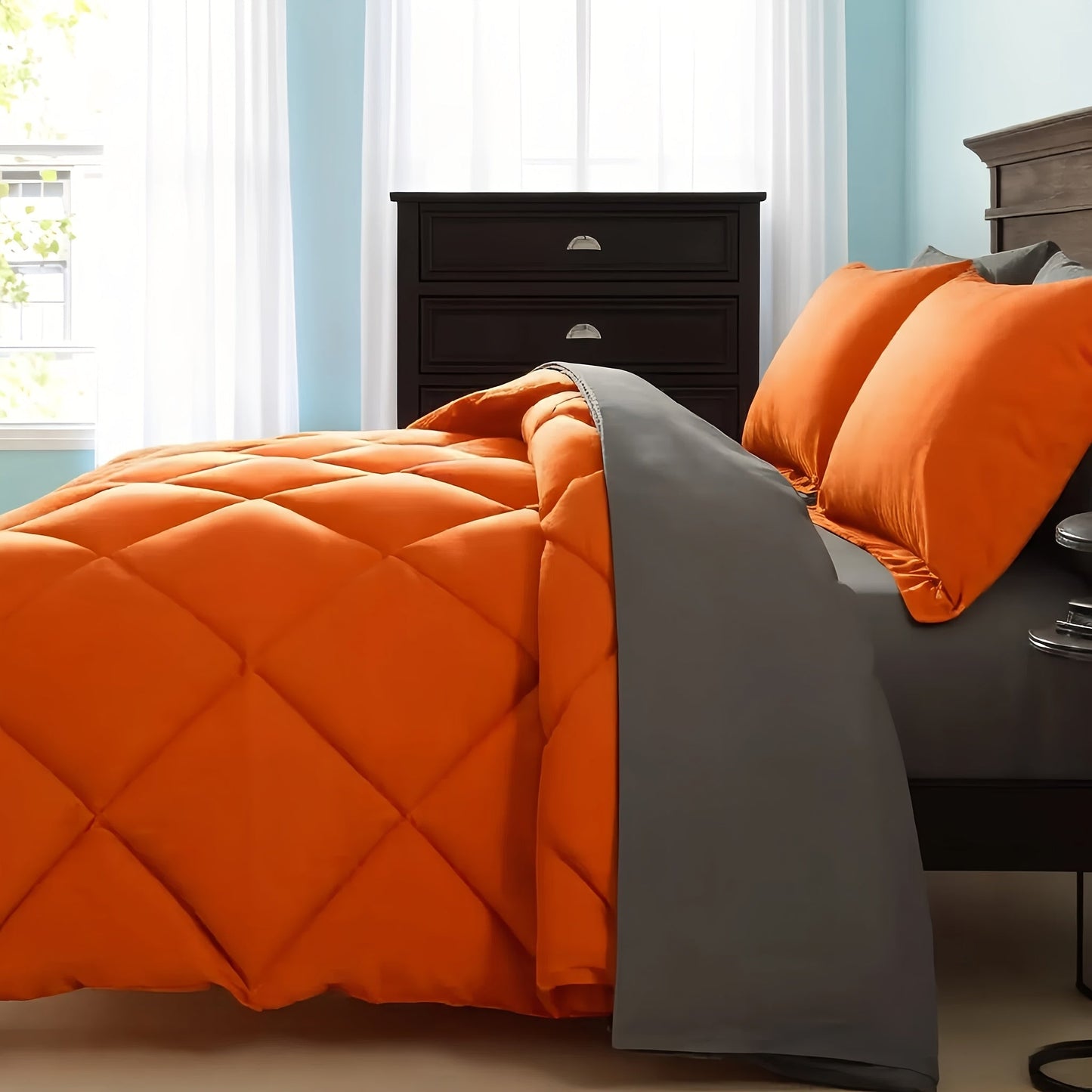 7 Piece Comforter Set Queen King Size – Soft Microfiber Pinch Pleated Bed in a Bag with Comforter, Fitted Sheet, Flat Sheet & 4 Pillowcases, All-Season Bedding Set for Home & Dorm