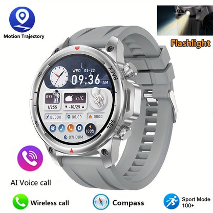 GPS Smartwatch for Men – 360×360 HD Screen, AI Voice, Wireless Calling, NFC, Compass, LED Lighting, Motion Trajectory, Outdoor Sport Fitness Tracker, Father's Day Gift