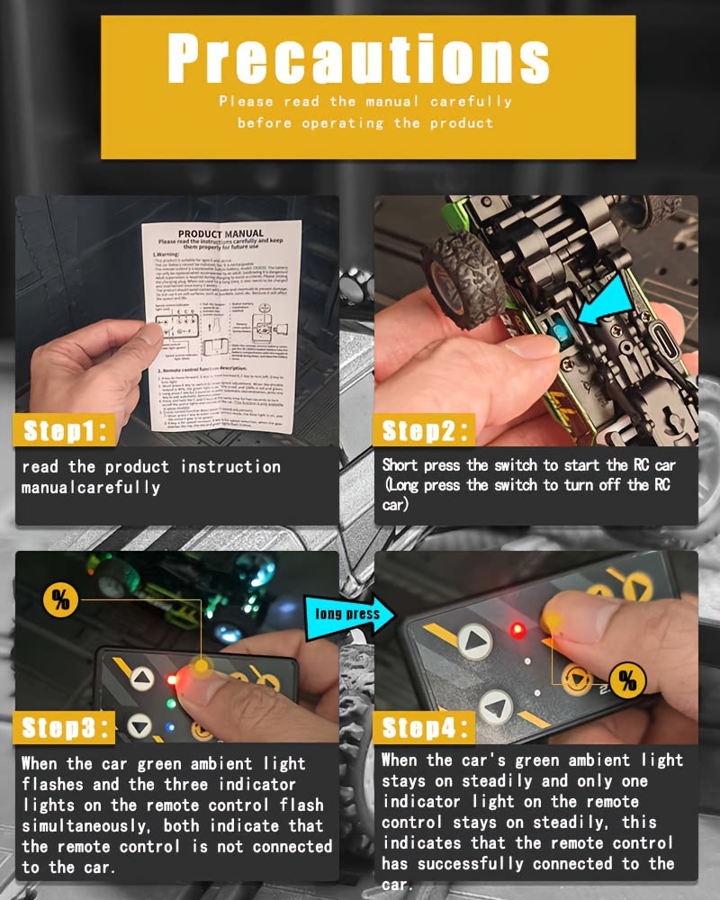 1:64 Alloy Mini Remote Control Off-Road Truck with Shock Absorbers Die-Cast RC Car Toy Gift for Boys Kids Birthday Christmas Halloween Dark Gray Teal Green Sky Blue Mixed