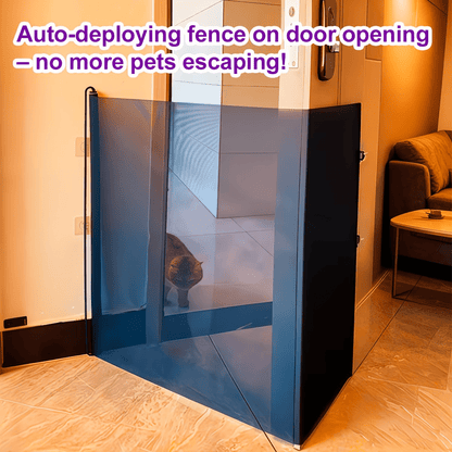Adjustable Mesh Pet Gate – No-Drill, No-Hole Installation, Scalable Barrier Fence for Dogs & Cats – Fits Stairs, Doorways & Rooms, Black