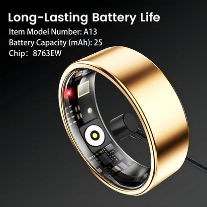 Smart Ring for Women & Men – IP68 Waterproof Fitness Tracker with Sleep Tracking, Step Counter, Exercise Monitoring & Camera Control, Lightweight Health Ring Compatible with iPhone & Android
