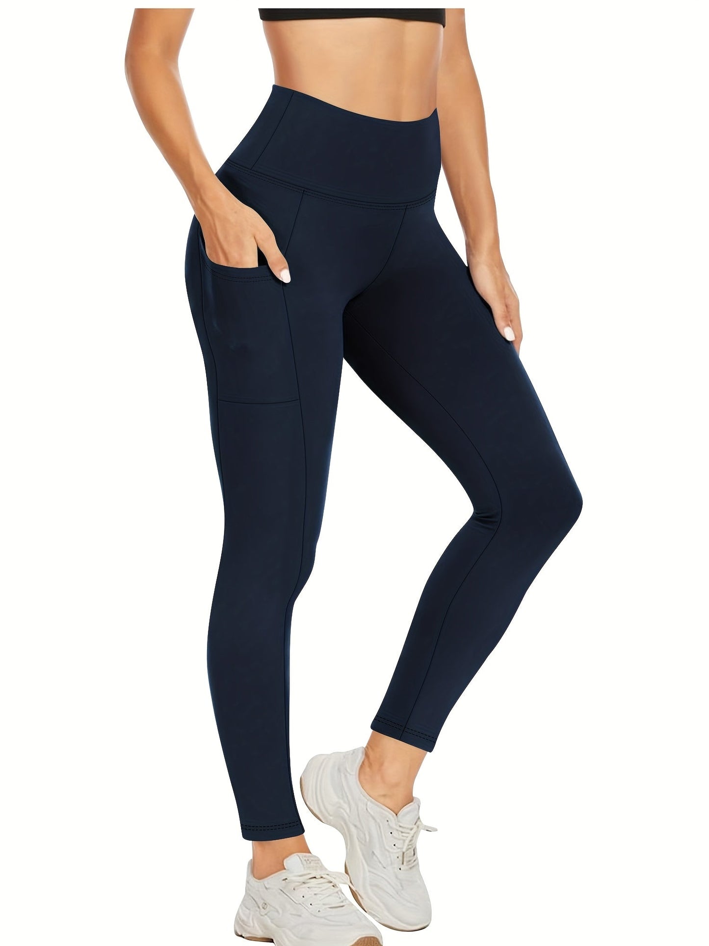Women's High Waist Yoga Pants with Tummy Control & Butt Lifting – Soft Elastic Breathable Leggings for Fitness, Cycling, Running & Yoga, Black Dark Gray Burgundy Navy, Sizes S-XXL