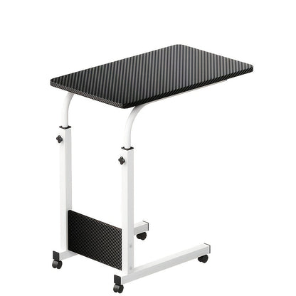 Height Adjustable Rolling Laptop Table with 4 Wheels & Dual Shelves – Mobile Workstation Desk for Bedside Dorm Office Living Room, Sturdy Steel Frame Space-Saving Design