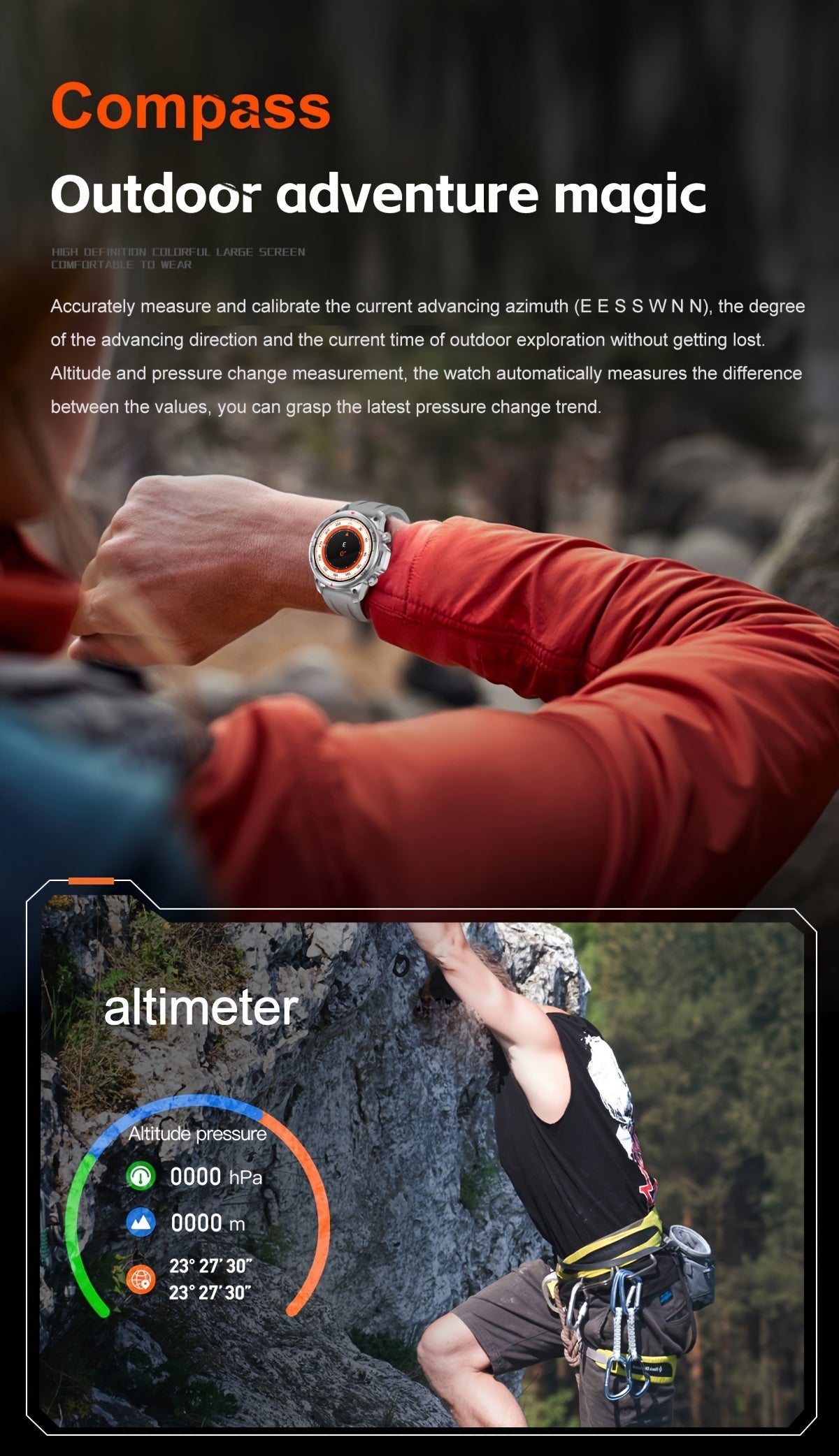 GPS Smartwatch for Men – 360×360 HD Screen, AI Voice, Wireless Calling, NFC, Compass, LED Lighting, Motion Trajectory, Outdoor Sport Fitness Tracker, Father's Day Gift