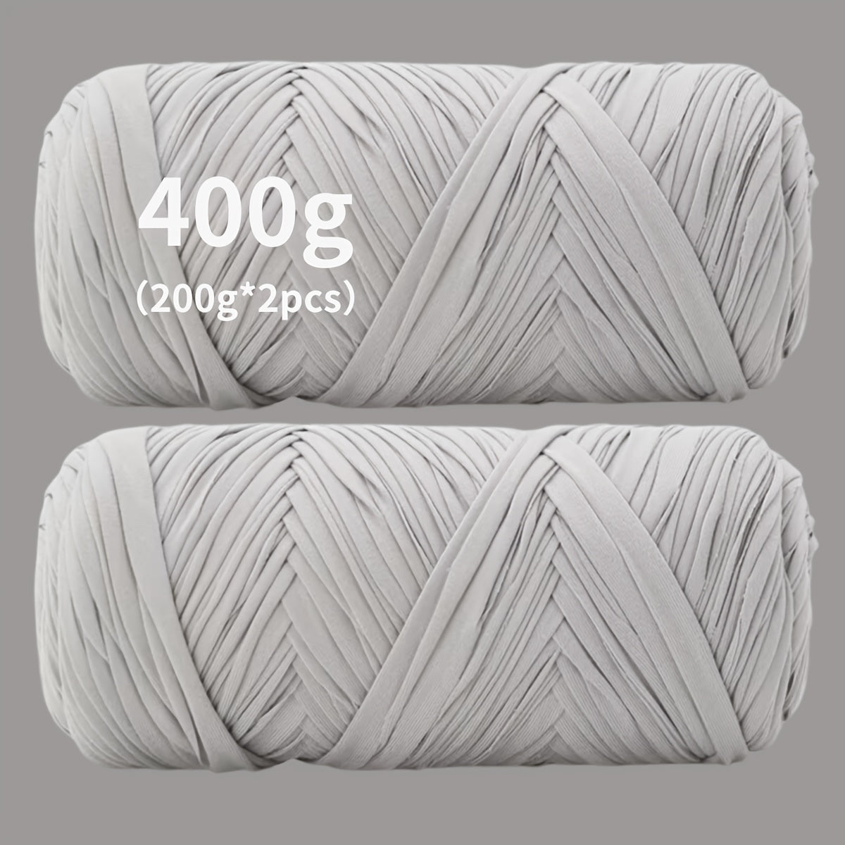 T-Shirt Fabric Yarn 400g (2 x 200g) Chunky Cotton Blend in 49 Colors – Soft Thick Yarn for Crochet Baskets, Bags, Rugs, Macrame & Knitting Projects – Beginner-Friendly Craft Yarn