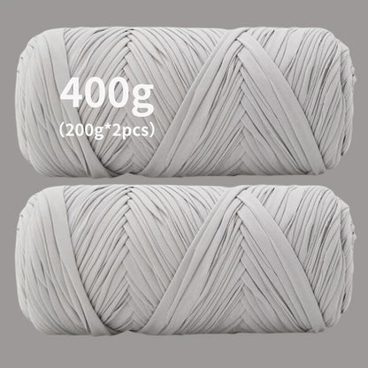 T-Shirt Fabric Yarn 400g (2 x 200g) Chunky Cotton Blend in 49 Colors – Soft Thick Yarn for Crochet Baskets, Bags, Rugs, Macrame & Knitting Projects – Beginner-Friendly Craft Yarn