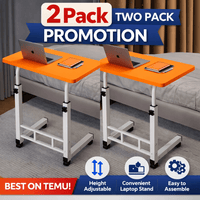 2 PCS Bedside Computer Desk- Orange