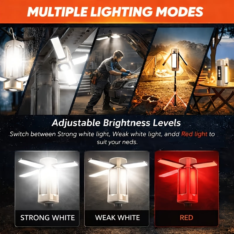 Extendable Magnetic LED Work Light Rechargeable – 7 Lighting Modes, 360° Adjustable Foldable Inspection Light for Auto Repair, Machinery, Camping, Hiking, Fishing & Emergencies