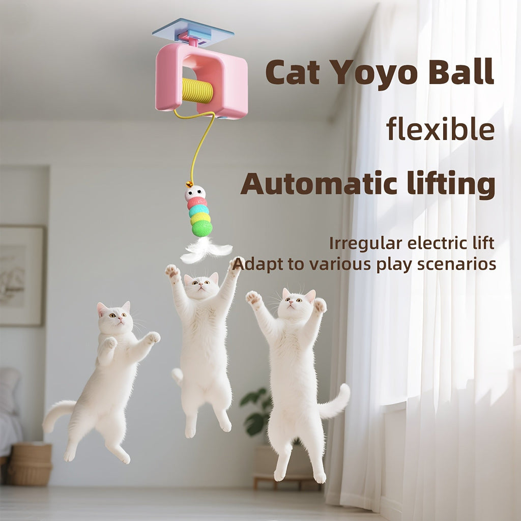 Automatic Swing Cat Toy with USB Charging - Interactive Hanging Door Cat Ball with Feathers, Auto Swinging Kitten Toy for Indoor Entertainment, Fits All Cat Breeds, Busy Pet Owner Approved