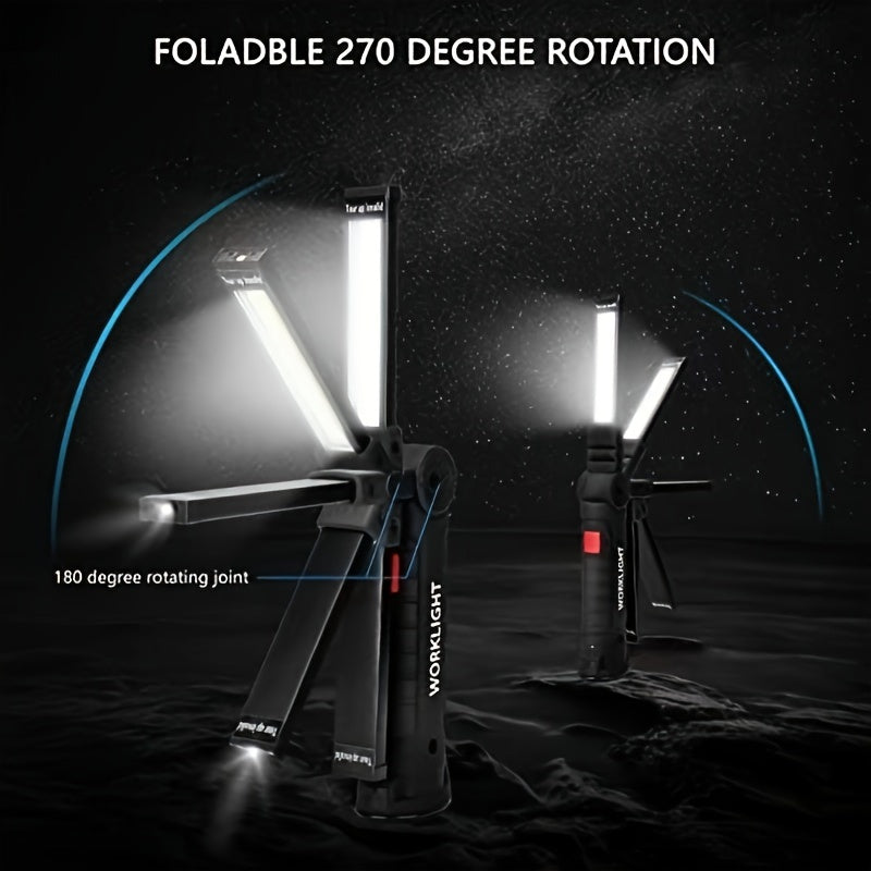 COB LED Rechargeable Work Lights – Portable Hanging Work Lamp with Built-In Battery for Camping, Yard, Party & Vehicle Maintenance, 2/4/6/8/10 Pack Options, Black & Khaki