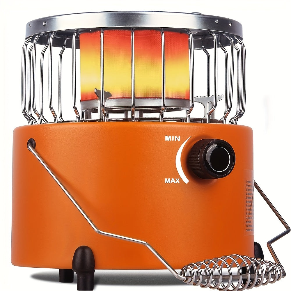 9000 BTU 2-in-1 Propane Camping Stove & Heater with Gas Hose & MAPP Converter – Adjustable Flame Portable Indoor Outdoor Gas Burner, Stainless Steel, 10.7x7 Inch Compact Design for Camping Cooking & Emergency Use