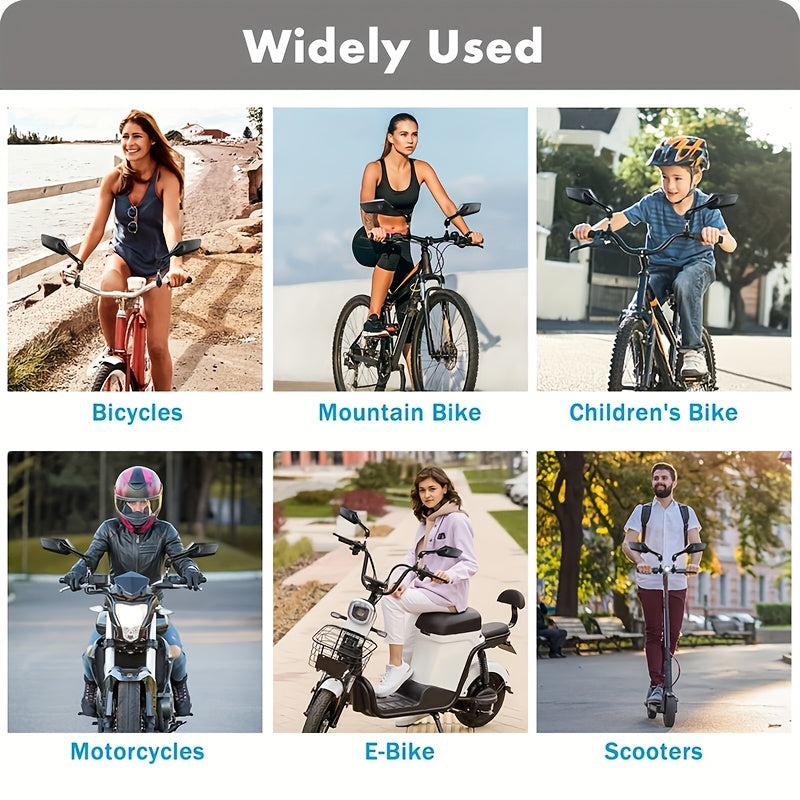 Large HD Foldable Bike Mirrors 2-Pack for Ebike, Bicycle, Motorcycle & Scooter – 360° Adjustable Handlebar Rearview Mirror, Scratch-Resistant Glass, High-Speed Stable, Durable ABS, Easy Install
