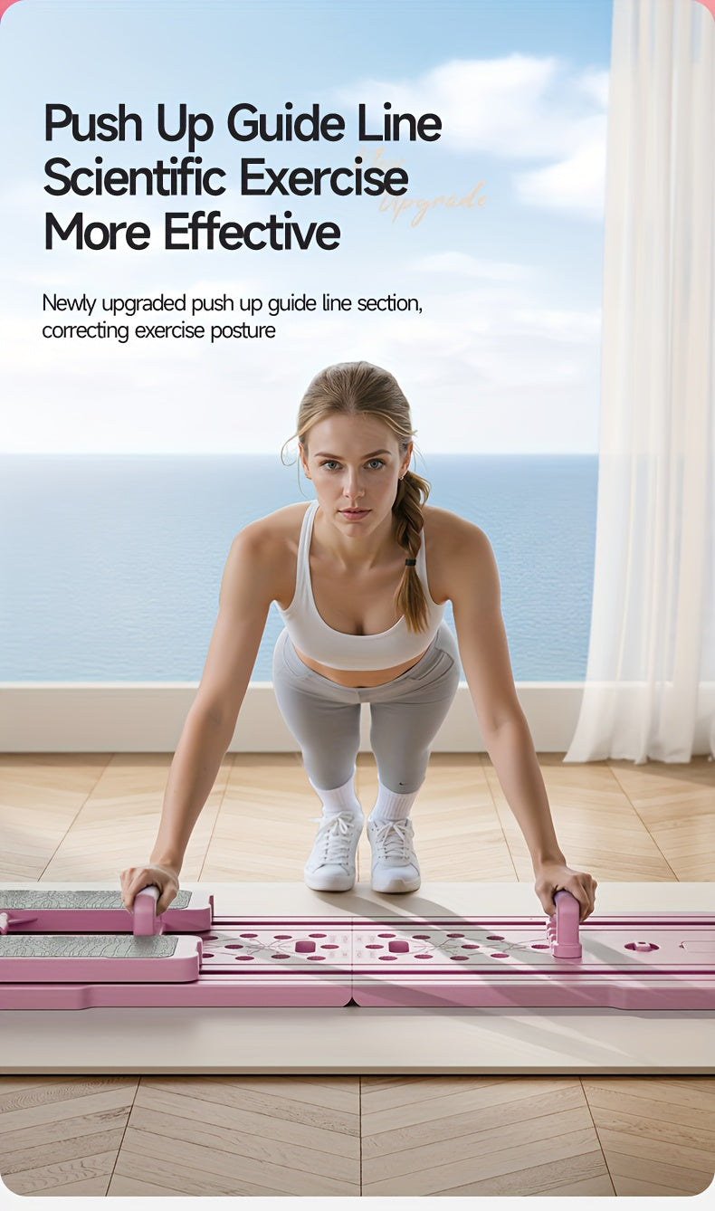 9-in-1 Portable Pilates Reformer Board for Home Gym – Multifunctional Ab Wheel & Push-Up Workout Machine, Full Body Core Trainer, Muscle Toning Exercise Equipment, Ideal Gift for Her & Him