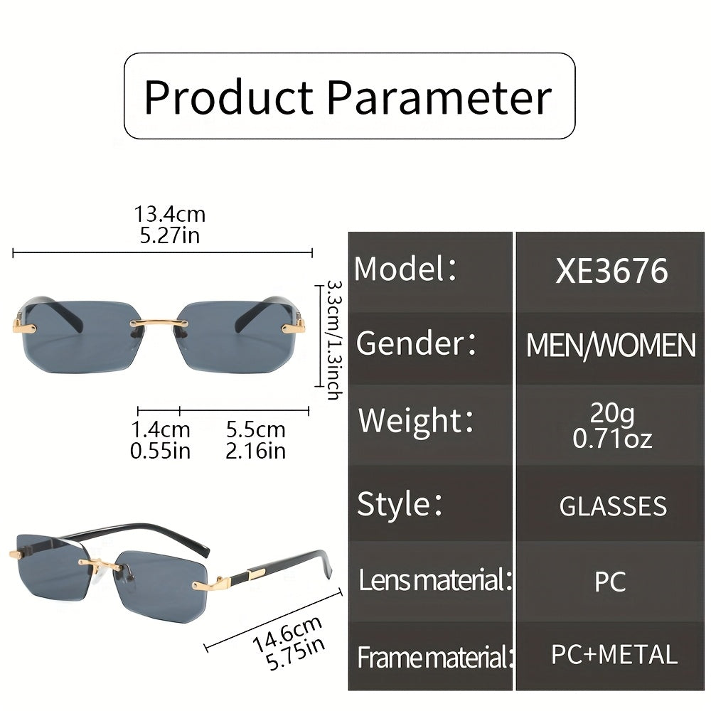 5pcs Frameless Metal Sunglasses Set for Men & Women – Rimless Lightweight Trendy Glasses in Assorted Styles, UV Protection Eyewear for Summer Parties, Street Style & Holiday Gifting