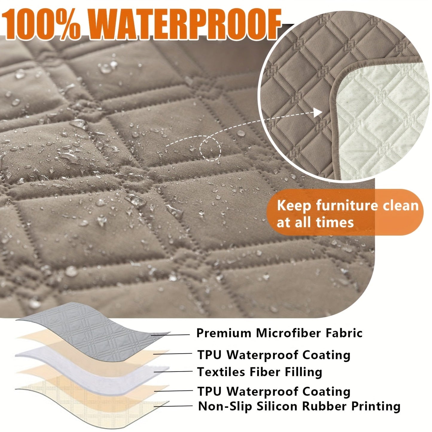 Waterproof Recliner Cover Slipcover with Side Pockets Anti-Slip Straps 4-Layer Quilted Fabric Pet Kid Proof Machine Washable Recliner Chair Protector – 11 Colors