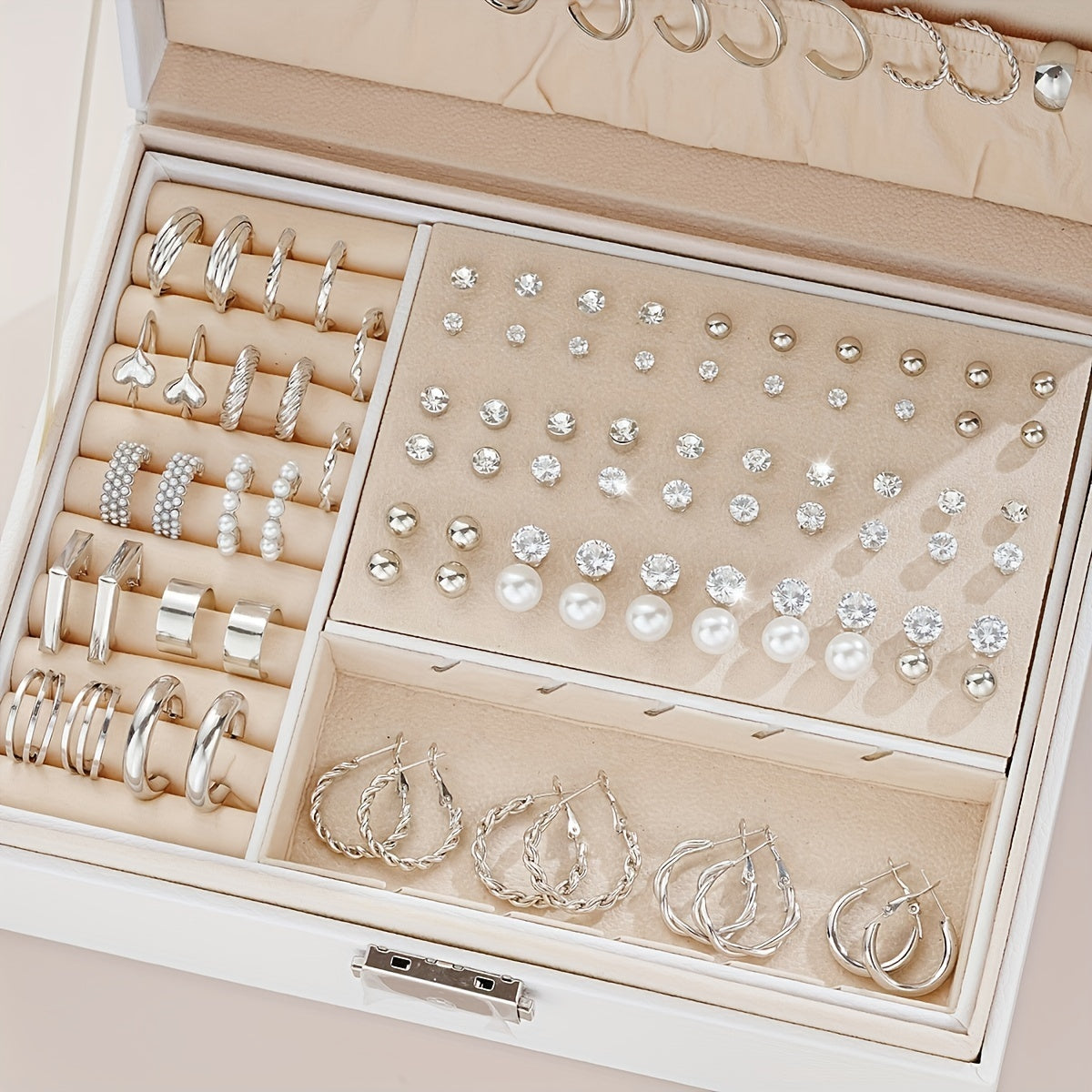 102-Piece Women's Earring Set – Geometric Rhinestone & Twisted Love Loop Styles, Hypoallergenic Stainless Steel Posts, Light Luxury Gift for Daily Wear, Parties & Vacation