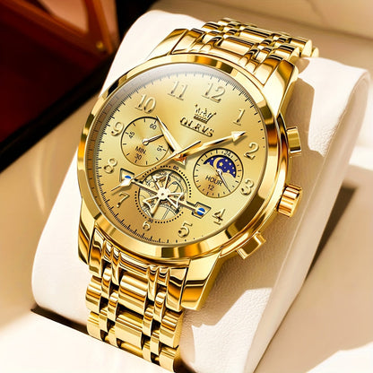 OLEVS Men's Luxury Dress Watch Big Face Luminous Calendar Stainless Steel – Classic Business Wrist Watch for Men, 8 Color Options, Easy-to-Read Dial, Perfect Gift for Him