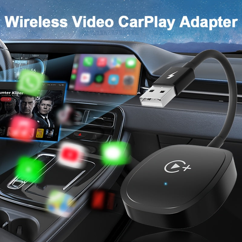 Wireless CarPlay Adapter with YouTube & TikTok – Plug & Play USB Dongle Converts Wired to Wireless Apple CarPlay, Supports iPhone Hotspot WiFi, Compatible with Audi Ford Toyota Honda & More