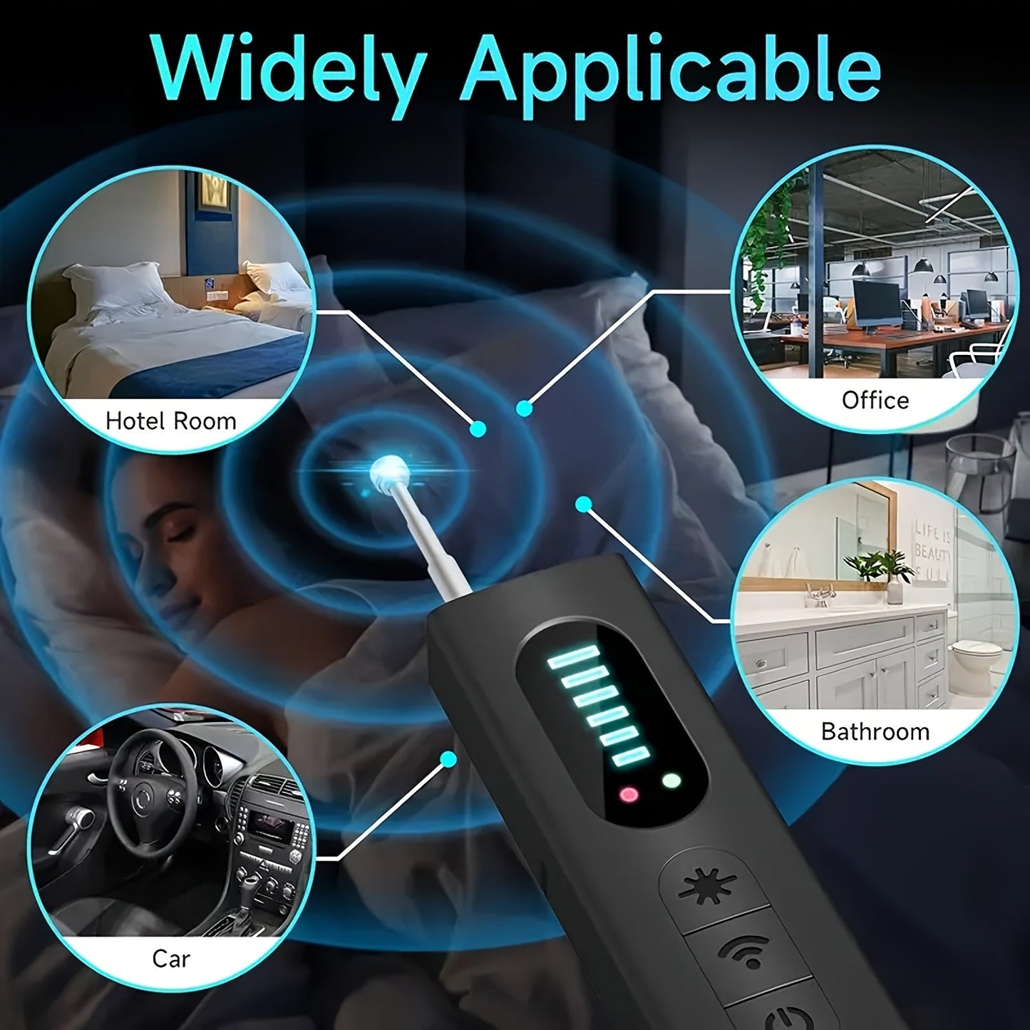 Hidden Camera Detector Anti Spy RF Signal Scanner – Bug Detector, GPS Tracker & Listening Device Finder, Portable Rechargeable Multi-Function Security Sweeper for Travel, Hotel, Home, Office, Car