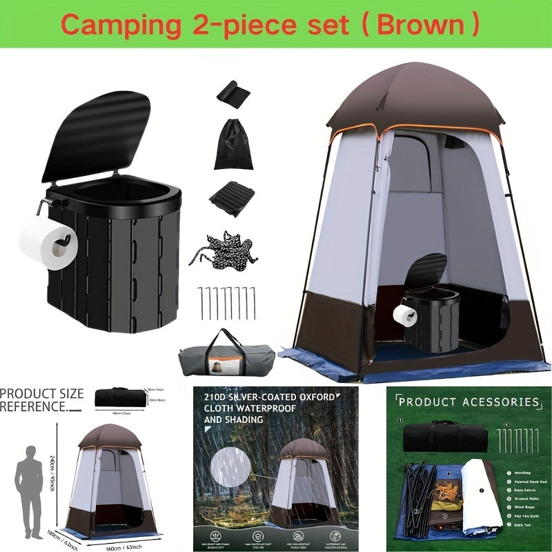 Portable Camping Toilet & Privacy Tent – Pop Up Potty Tent for Adults with 12 Toilet Bags, Ground Stakes, Windproof Ropes & Moisture Mat, Foldable Outdoor Toilet for Camping Travel Hiking