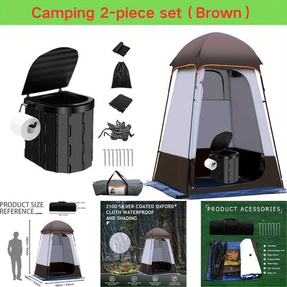 Portable Camping Toilet & Privacy Tent – Pop Up Potty Tent for Adults with 12 Toilet Bags, Ground Stakes, Windproof Ropes & Moisture Mat, Foldable Outdoor Toilet for Camping Travel Hiking