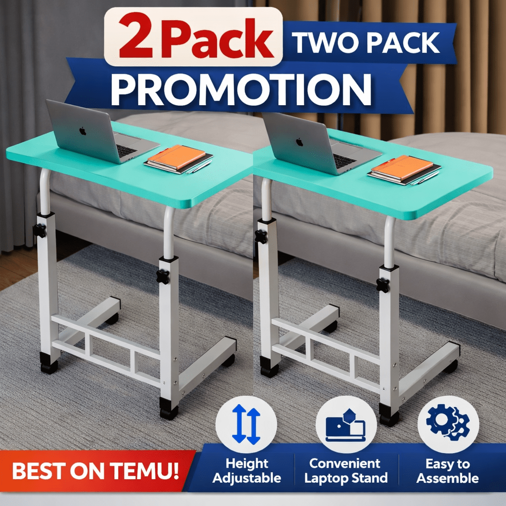 Mobile Lift Table Adjustable Height Rolling Laptop Desk Bedside Sofa Side Table for Bedroom Home Office