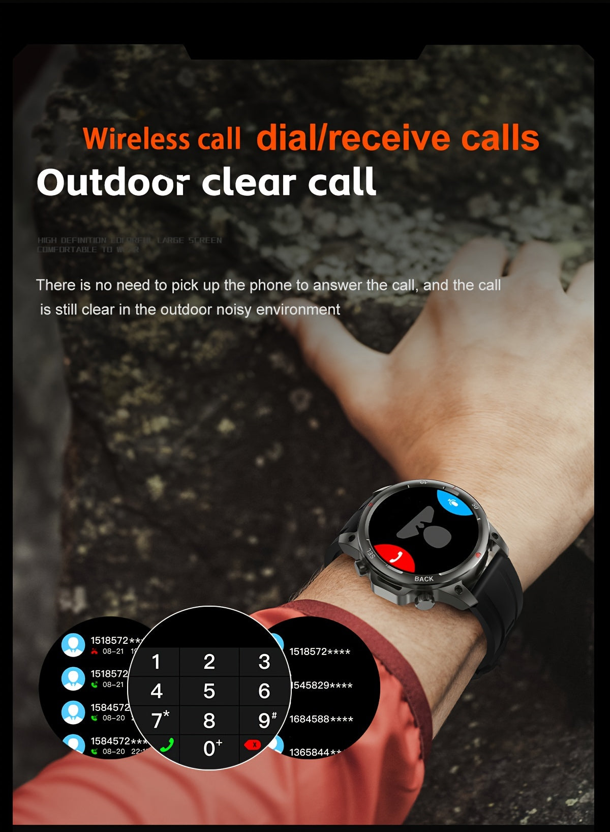 GPS Smartwatch for Men – 360×360 HD Screen, AI Voice, Wireless Calling, NFC, Compass, LED Lighting, Motion Trajectory, Outdoor Sport Fitness Tracker, Father's Day Gift