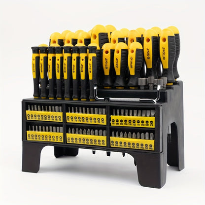 Magnetic Screwdriver Set 100-126pcs Precision Bits Kit with Plastic Rack – Insulated Handles, Torx, Phillips, Hex, Slotted for Electronics, DIY Home Repair & Men's Gift