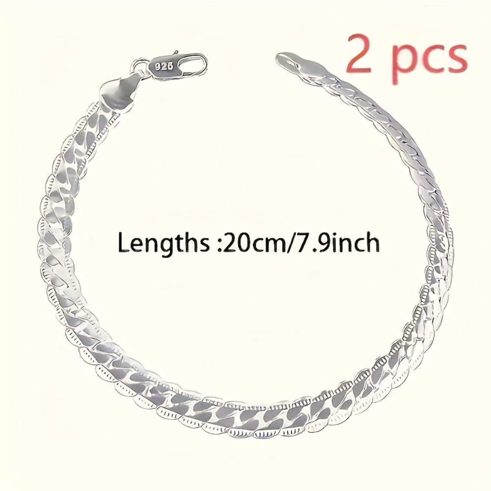 925 Sterling Silver Twisted Ankle Bracelet Set 2pcs – Hypoallergenic Minimalist Anklet for Women & Men, Classic Elegant Daily Jewelry, Unisex Ankle Chain, Perfect Holiday Gift